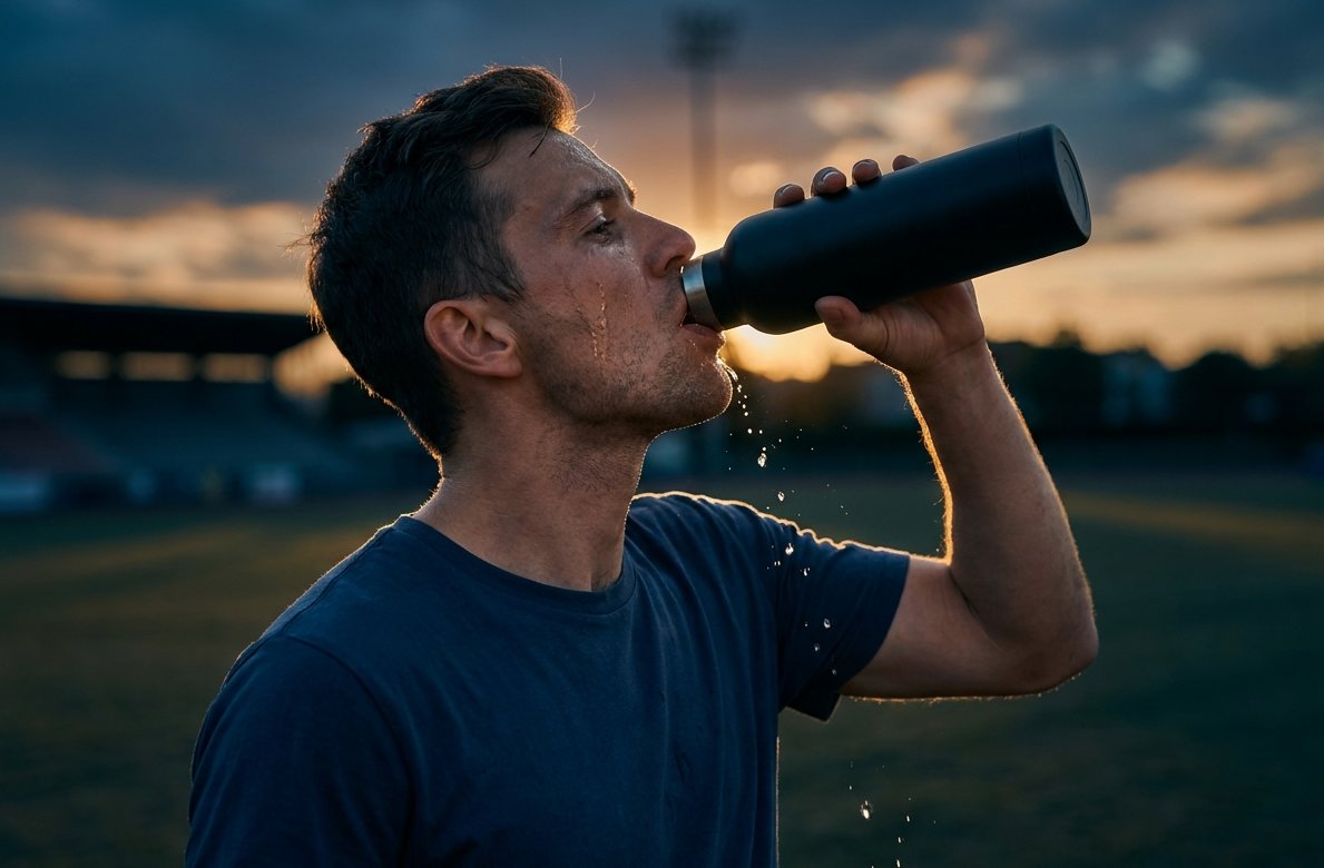 Athlete hydrating during exercise